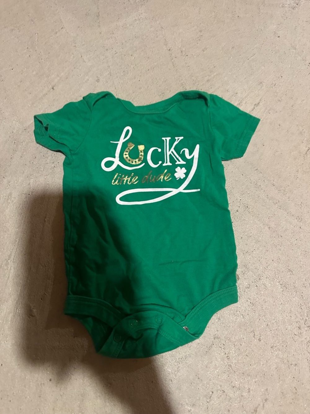George Green "Lucky Little Dude" Onesie with White and Gold Accents